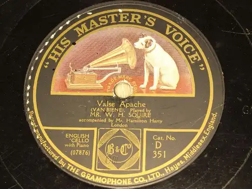 W. H. SQUIRE "Valse Apache & Silver Threads among the Gold" HMV 78rpm 12"