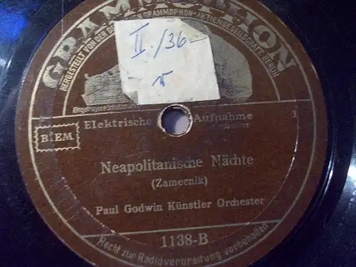 PAUL GODWIN "Neapolitanische Nächte"10" Grammophon 1932