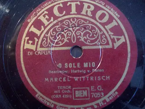 MARCEL WITTRISCH & ORCH. "O Sole Mio" Electrola 78rpm