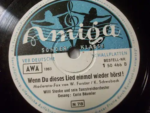 WERNER SCHMAH - ORCH. WILLI STANKE "Man müßte noch mal zwanzig sein" Amiga 78rpm