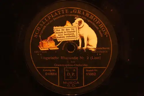 GRAMMOPHON-ORCH. "Ungarische Rhapsodie Nr. 2" SCHALLPLATTE GRAMMOPHON 78rpm 12"