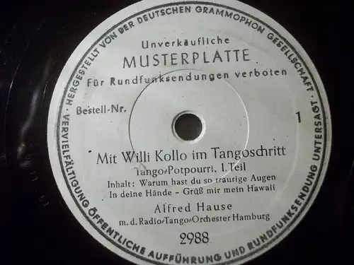 ALFRED HAUSE "Mit Willi Kollo im Tangoschritt"10" 78rpm