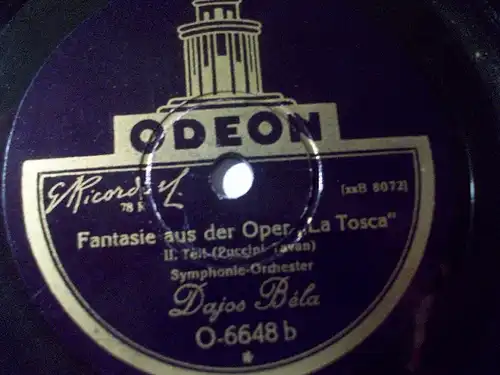 ORCH.DAJOS BELA "Fantasie aus La Tosca" Odeon 78rpm 12"