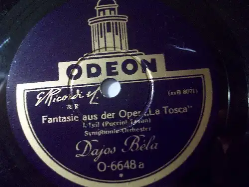 ORCH.DAJOS BELA "Fantasie aus La Tosca" Odeon 78rpm 12"
