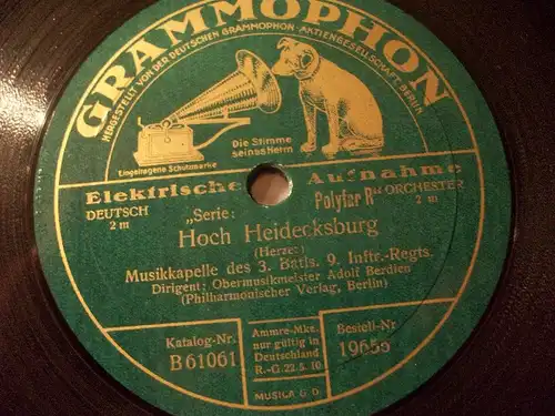 ADOLF BERDIEN "Hoch Heidecksburg" 78rpm Grammophon 1927 ♫ shellacrecord ♫♫