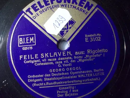 GEORG OEGGL "Der Bajazzo / Rigoletto" Telefunken 78rpm