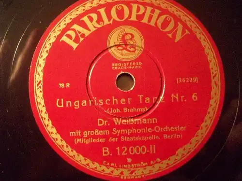 DR. WEIßMANN "Ungarischer Tanz Nr. 5 & 6" Parlophon 10"