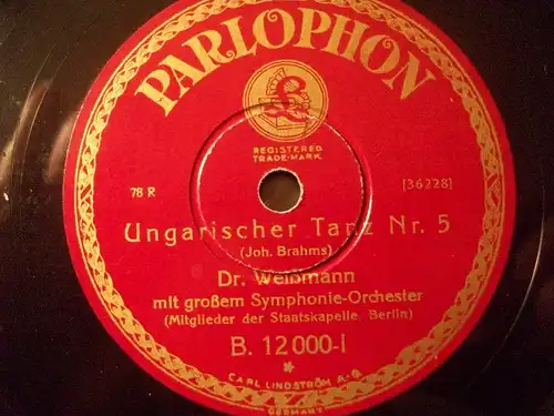 DR. WEIßMANN "Ungarischer Tanz Nr. 5 & 6" Parlophon 10"