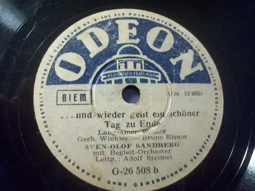 SVEN-OLOF SANDBERG "Unter der roten Laterne von St. Pauli" Odeon 78rpm 10"