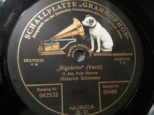 HEINRICH SCHLUSNUS "Rigoletto / Troubadour - Verdi" Grammophon 78rpm 12"