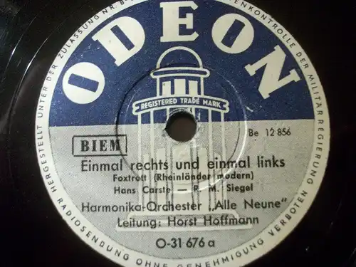 ALLE NEUNE "Einmal rechts und einmal links" Odeon 78rpm