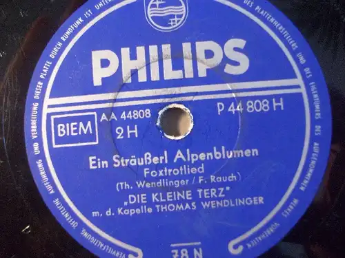 DIE KLEINE TERZ & KAPELLE THOMAS WENDLINGER "Beim Ochsenwirt" Philips 78rpm 10"