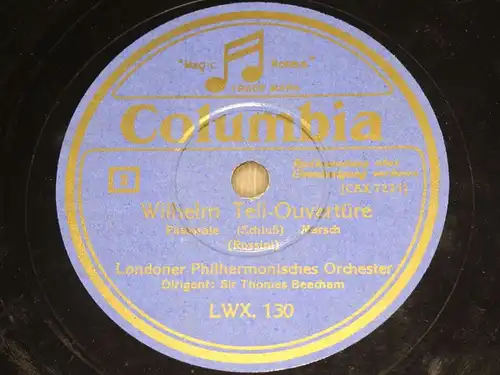 SIR THOMAS BEECHAM with Orch. "Wilhelm Tell-Ouvertüre" Columbia 78rpm 12"