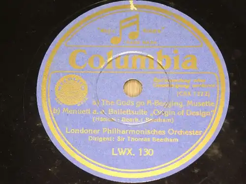 SIR THOMAS BEECHAM with Orch. "Wilhelm Tell-Ouvertüre" Columbia 78rpm 12"