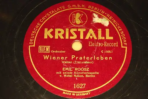 EMIL ROOSZ with Orch. "Tesoro Mio & Wiener Praterleben" KRISTALL 78rpm 10"