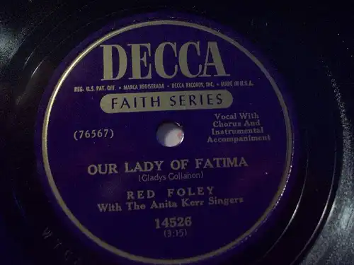 RED FOLEY & THE ANITA KERR SINGERS "The Rosary / Our Lady Of Fatima" Decca 78rpm