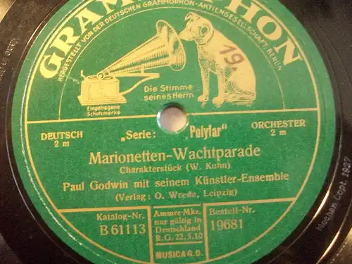 PAUL GODWIN & KÜNSTLER-ENSEMBLE "Der Rose Hochzeitszug" 78rpm Grammophon 1927