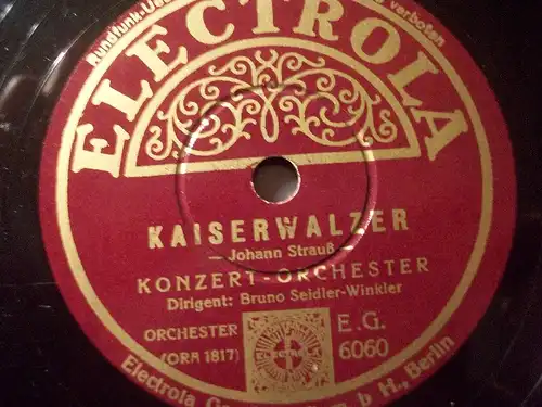 BRUNO SEIDLER-WINKLER "Kaiserwalzer"10" Electrola 78rpm