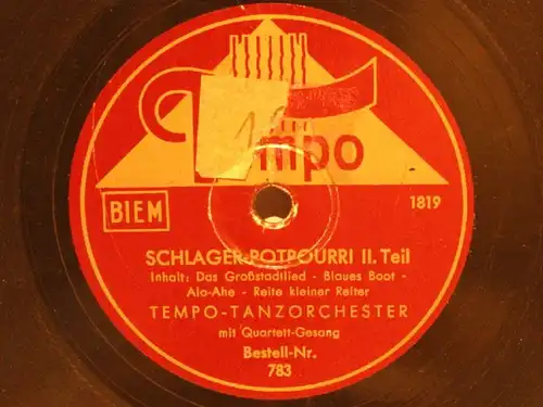 TEMPO-TANZORCHESTER "SCHLAGER-POTPOURRI" Tempo 78rpm 10"