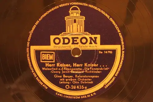 GINA BERGER "Herr Kaiser, Herr Kaiser ..." ODEON 78rpm 10"