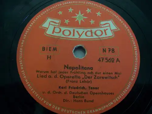 KARL FRIEDRICH "Liebste, glaub an mich" Polydor 78rpm ♫