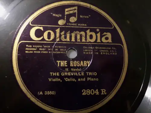 THE GREVILLE TRIO "The Rosary / Silver Threads Among The Gold" Columbia 78rpm