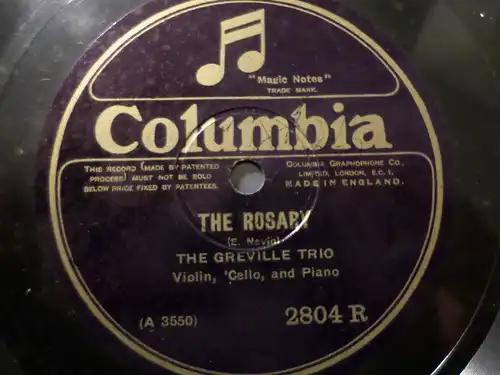 THE GREVILLE TRIO "Silver Threads Among The Gold / The Rosary" Columbia 78rpm