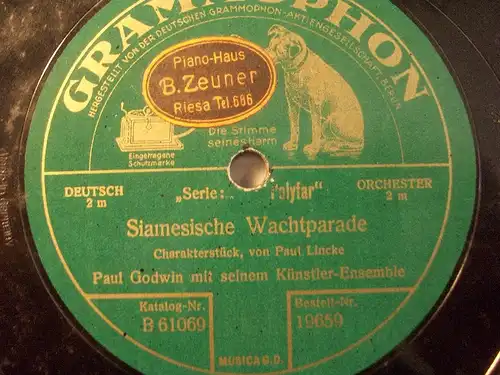 PAUL GODWIN KÜNSTLER-ENSEMBLE "Die Parade der Zinnsoldaten" 12" Grammophon 1927