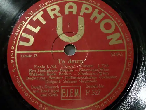 WILHELM RODE, Bariton & ORCH. S. MEYROWITZ "Te deum - Teil I & II" Ultraphon 12"