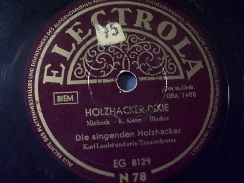 TANZORCHESTER KARL LOUBÉ "Knödel-Polka / Holzhacker- Dixie" Electrola 78rpm 10"