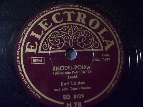TANZORCHESTER KARL LOUBÉ "Knödel-Polka / Holzhacker- Dixie" Electrola 78rpm 10"