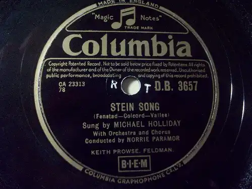 MICHAEL HOLLIDAY "Stein Song / The Yellow Rose Of Texas" Columbia 78rpm 10"