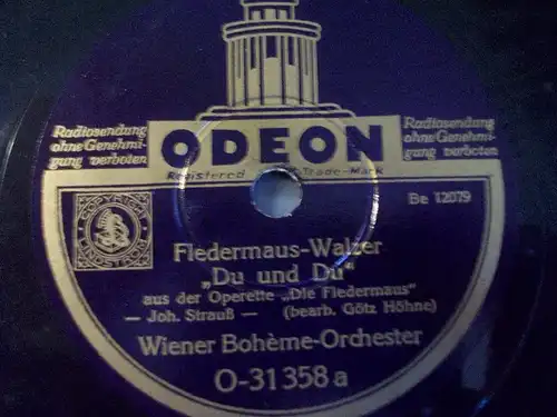WINER BOHÉME ORCH."Fledermaus-Walzer" Odeon 78rpm 10" ♫♫ shellacrecord ♫