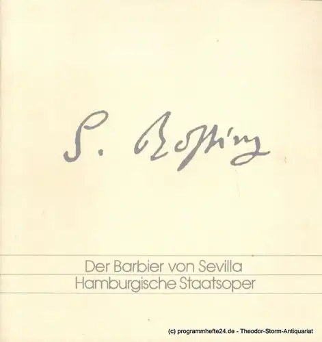 Hamburgische Staatsoper, Peter Ruzicka Programmheft Der Barbier von Sevilla. Komische Oper. 31. Mai 1997