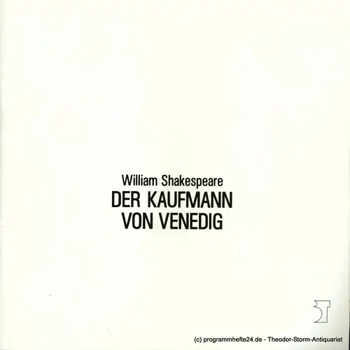 Bremer Theater, Theater der Freien Hansestadt Bremen, Tobias Richter, Jörg Landsberg Programmheft William Shakespeare. DER KAUFMANN VON VENEDIG. Premiere 20. Januar 1989. Spielzeit 1988 / 89 Programmheft 12