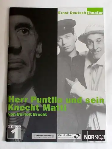 Ernst Deutsch Theater, Isabella Vertes-Schütter, Wolfgang Borchert Programmheft Herr Puntila und sein Knecht Matti von Bertolt Brecht. Premiere 22. August 2002