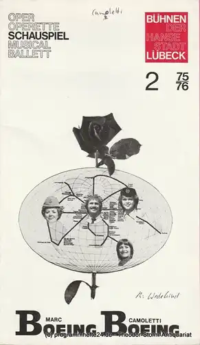 Bühnen der Hansestadt Lübeck Programmheft Boeing - Boeing. Lustspiel von Marc Camoletti. Premiere 11. September 1975. Spielzeit 1975 / 76 Heft 2