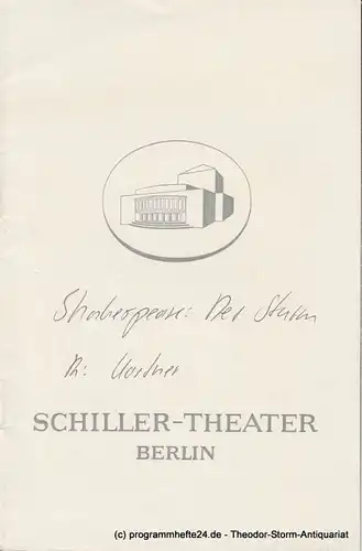 Schiller-Theater Berlin, Boleslaw Barlog, Albert Beßler Programmheft Der Sturm von William Shakespeare Spielzeit 1968 / 69