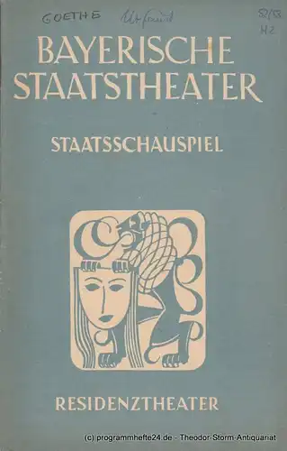 Bayerisches Staatstheater, Staatsschauspiel, Residenztheater, Alois Johannes Lippl Programmheft Neuinszenierung URFAUST 7. November 1952