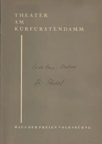 Theater am Kurfürstendamm, Heinz Köster ( Fotos ) Programmheft UNDINE. Berliner Festwochen 1959 Spielzeit 1959 / 1960