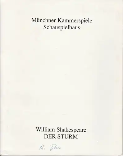 Münchner Kammerspiele, Dieter Dorn, Hans-Joachim Ruckhäberle, Wolfgang Zimmermann, Oda Sternberg ( Probenfotos ) Programmheft DER STURM von William Shakespeare. Premiere 2. Mai 1994 Spielzeit 1993 / 94 Hefte 4 A und 3 B