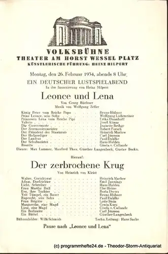 Rehberg Hans, Drews Wolfgang ( Hrsg. ): Friedrich I. Komödie in 3 Akten. Blätter des Deutschen Theaters und der Kammerspiele Direktion Heinz Hilpert Spielzeit 1937/38 Heft 2. 