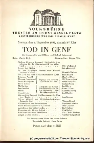Hilpert Heinz, Shakespeare William: Der Widerspenstigen Zähmung. Donnerstag, den 19. Oktober 1933 Programmheft. 
