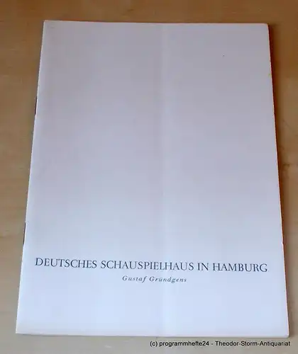 Gründgens Gustaf, Schiller Friedrich, Penzoldt Günther, Wilken Rolf: Die Verschwörung des Fiesko zu Genua. Mittwoch, 23. Dezember 1959 Programmheft. Deutsches Schauspielhaus in Hamburg 1959/60. 