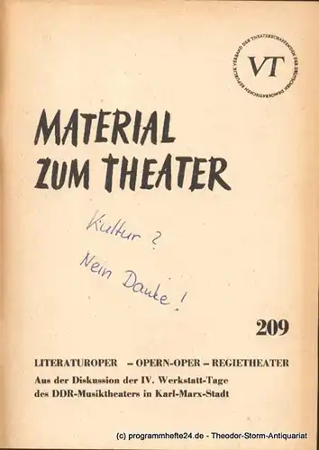 John Hans-Rainer Material zum Theater Nummer 209 Reihe Musiktheater Heft 36
