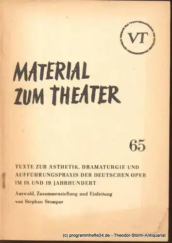 John Hans-Rainer: Material zum Theater Nummer 65 Reihe Musiktheater Heft 14. 