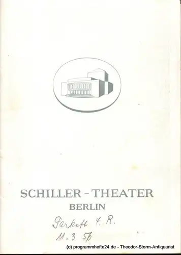 Schiller-Theater Berlin, Barlog Boleslaw, Beßler Albert: Programmheft Dame Kobold. Lustspiel in drei Aufzügen von Calderon. 1955/56 Heft 54. 