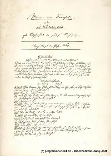 Schiller-Theater Berlin, Barlog Boleslaw, Beßler Albert: Programmheft G. E. Lessing Minna von Barnhelm 1957/58 Heft 64. 