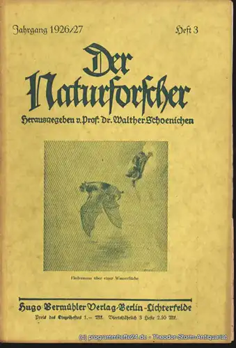 Schoenichen Walther ( Hrsg. ): Der Naturforscher Jahrgang 1926/27 Heft 3. 