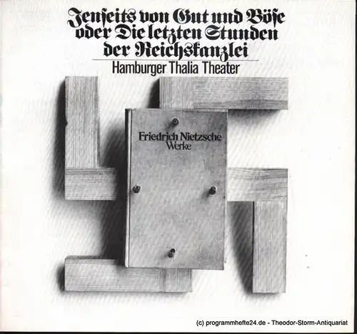 Thalia Theater Hamburg, Boy Gobert, Hübner Alfred: Programmheft Uraufführung Helmut Lange Jenseits von Gut und Böse oder Die letzten Tage der Reichskanzlei.  Premiere 30. August 1975. Spielzeit 1975 / 76. 